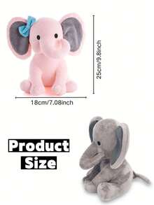 9.84英寸大象毛绒玩具婴儿房装饰填充玩偶儿童玩偶动物玩偶 - 彩色 - 查看 4