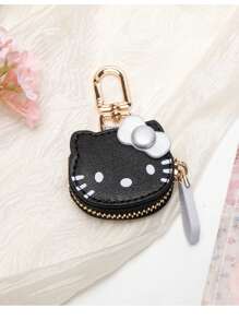 Sanrio 1 pieza Llavero de Hello Kitty - Estuche de llaves de piel, con cremallera dorada, llavero multifuncional, diseño compacto, adecuado para uso doméstico, regalos festivos, accesorios de decoración, cierre de cremallera duradero, organizador de llaves, aplicable para accesorios de Hello Kitty, decoración para parejas