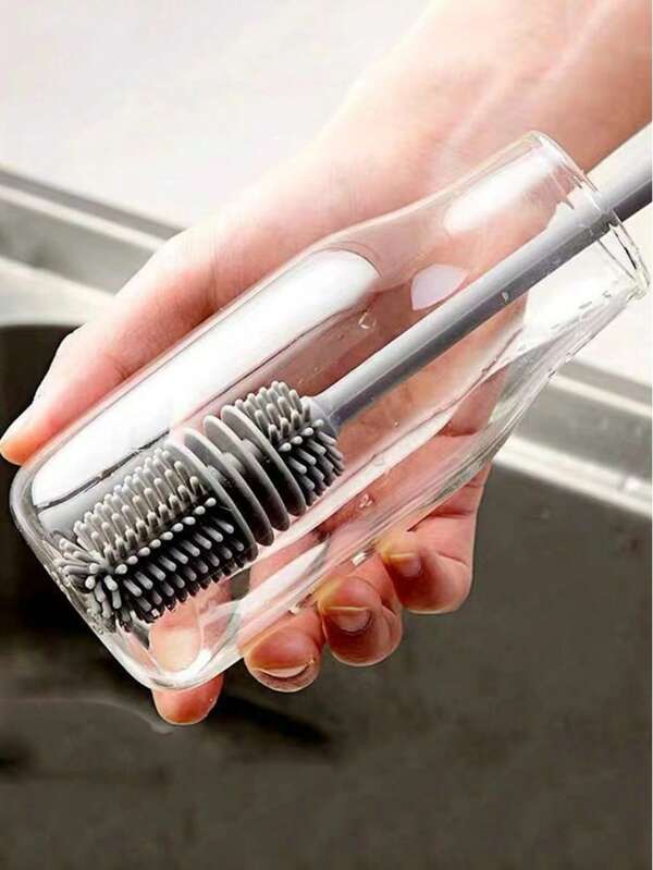 [Efficient Cleaning Tools] A Grey Long-Handled Non-Overlapping Cup Brush, Including Water Cups, Water Dispensers, Baby Bottles, Tea Infusers, Tea Warmers, Blenders, Dirt-Removing Cleaning Brushes, Cup Cleaning Tools For Rotation