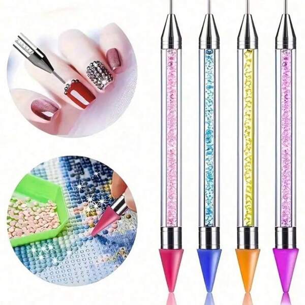 1 pieza Kit profesional de pintura de diamantes - Sin cera, autoadhesivo, de doble punta, sin diseño de arcilla, con accesorios de diamantes - Pintura 5D DIY, ideal para entusiastas del punto de cruz y la artesanía