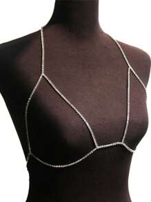 Corrente de Sutiã Clássica para Mulheres, Joia Corporal com Rhinestone Brilhante, Acessório Sexy para Festa