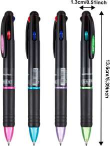 Paquete de 24 bolígrafos de punta de bola de 0.7mm de 4 colores, bolígrafos de gel retráctiles multicolor 4 en 1 como regalo para estudiantes, maestros, personal de oficina, enfermeras, fiestas y celebraciones - Negro - Ver 5
