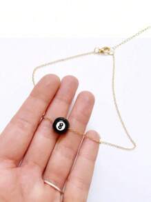 1PC Fashion Stainless Steel Chain Black No.8 Billiard Necklace For Women Y2K Fun Black 8 Ball Couple Necklace Women Jewelry