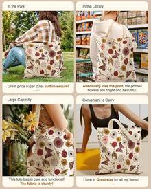 Aesthetic Tote Bag Girls - With Magnetic And Zipper Inner Pocket Women Lady Canvas Cotton Tote Bag