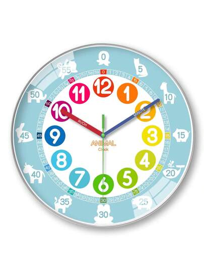 An 10 Inch ful Animal Teaching Klok Battery Powered, 12 Hour Large Digital Learning Telling Time, Multi Modeling Zoning Easy Silent Clock, Living Room, Bedroom, Children's Playground, Classroom ation, Holiday (No Battery) Home Back To School Supplies