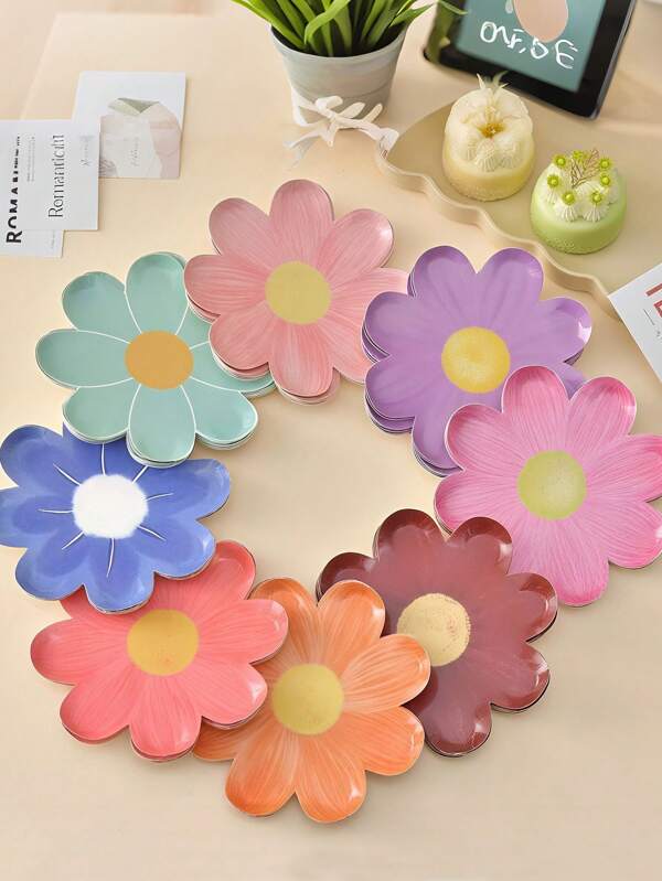 10 PIEZAS Platos de margarita de papel, Platos de papel de margarita de 7", Platos de papel con forma de flor desechables, Platos con estampado de margaritas para fiestas de primavera, Platos de papel con forma de flor lindos, Suministros para fiestas de margaritas, Cumpleaños, Boda, Decoración de fiestas, Halloween, Navidad, Acción de Gracias, Festival de cosecha, Decoraciones de otoño, Regalos, Trick Or Treat