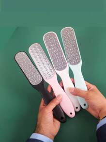 1pc Large Double-Sided Foot File - Hypoallergenic Metal Design, 4 Colors (Black, Pink, Light Blue, White), Home Callus Remover & Dead Skin Scrubber [Random Color]