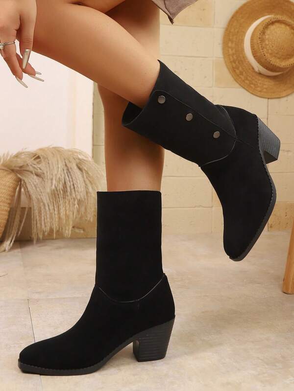 Botas de vaquero convertibles nuevas para invierno 2025, botas de vaquero para mujer para exteriores, de unicolor y estilo básico con hebilla, adecuadas para bodas, fiestas, exteriores, primavera y otoño