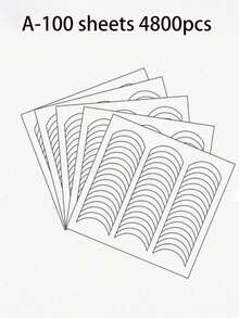 480pcs/10sheets French Manicure Nail Stickers, Wavy, Crescent Moon, Geometric Asymmetrical Design Nail Art Nails - Multicolor - View 21