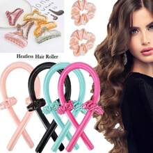 Heatless Curls Scrunchie Set – No-Heat Hair Curler with 1x Clip, 2x Hair Ties & 1x Curling Roller – Soft, Comfortable, Damage-Free Hair Styling for All Hair Types - Without Heating Wire, Overnight Curistling Iron Does Not Disturb Sleep, Silk 純聚酯纖維聚酯纖維聚酯纖維） - 彩色 - 查看 8