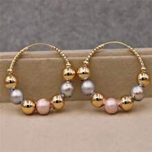 1 par de pendientes de bolas doradas circulares de moda, accesorios de joyería de lujo para bodas y aniversarios