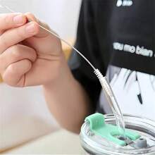 5pcs Stainless Steel Straw Cleaning Brushes For Reusable Kitchen Items - Perfect For Glass, Silicone Straws, And More