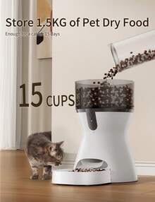 OMCPET Automatic Cat Feeder With 1080P Camera And Voice Recording, 4L Large Capacity, Dual Power Supply, App Control Scheduled Feeding, Smart Pet Food Dispenser With Freshness Protection - White - View 4