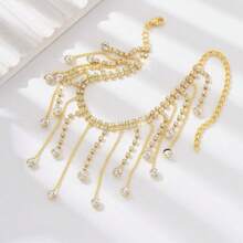 1pc Tassel & Rhinestone Anklet, Suitable For Daily Wear