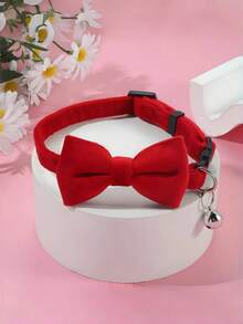 1pc Fashionable Adjustable Pet Collar, Multi-Color, With Bell And Bow Tie - Suitable For Cats And Small Dogs