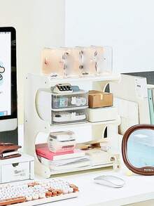 1 件桌面整理架、多层储物架、学生宿舍办公桌办公用品、装饰、高架、厨房用具架、家庭办公配件、化妆品架