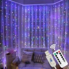 LED Curtain Wreath String Lights With Remote Control, USB Powered, New Year Wreath Lights For Window, Room, Christmas Decoration - USB Curtain Light - View 8