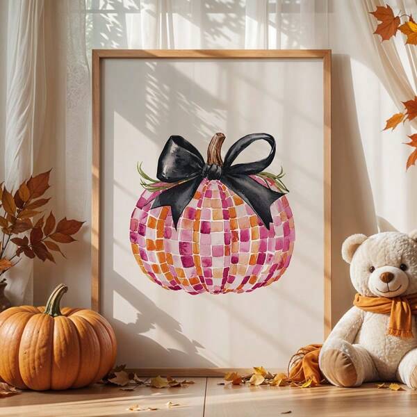 1 peça, sem moldura, estampa de abóbora disco, arte de parede aconchegante de outono, pôster boho de Halloween, decoração de Ação de Graças, decoração de outono, decoração de parede rústica e neutra, arte em tela para sala de estar, quarto, cozinha, escritório, cafeteria, dormitório, corredor, decoração para casa e quarto