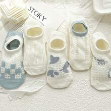 10 Pairs Cute Printed Mesh Socks, Comfortable And Breathable Ankle Socks, Stockings, Socks For Women - 常規款 - 查看 3