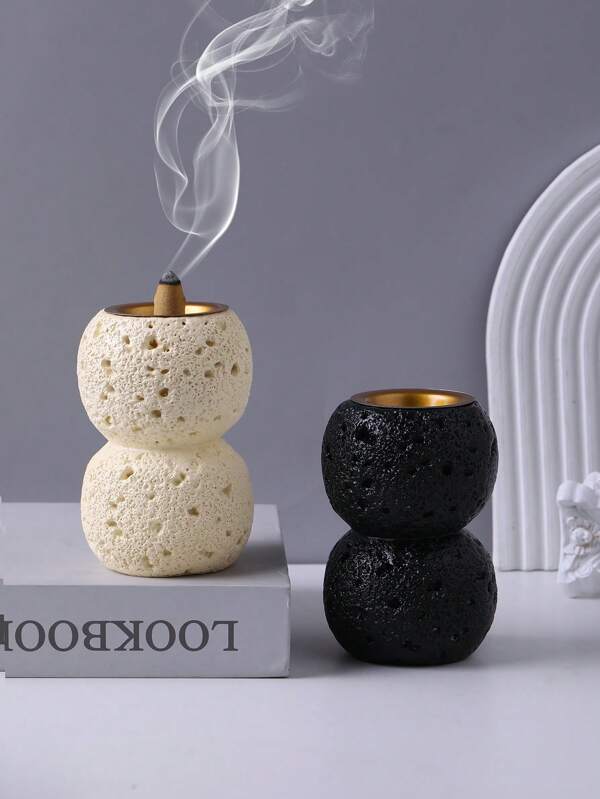 1 pieza Quemador de incienso de cemento minimalista con diseño de agujero negro, difusor de resina redondo, accesorio de aromaterapia para el hogar, adecuado para meditación, decoración de interiores, cocina, cafeterías, regalo perfecto para estrenar una casa nueva