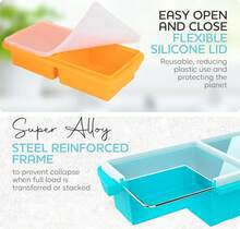 Silicone Freezer Tray With Lid-Soup Freezer Container Molds-2-Cup Extra Large Ice Cube Tray-Makes 4 Perfect 500ml Portions Cubes, For Freezing Soup,Stews,Sauces.Oven&Dishwasher-Safe(2-Pack) - Màu vàng - Xem 2