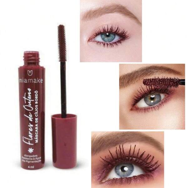 Máscara de Cílios Vermelho Bordô Resistente a água Rimel Alonga Mia Make
