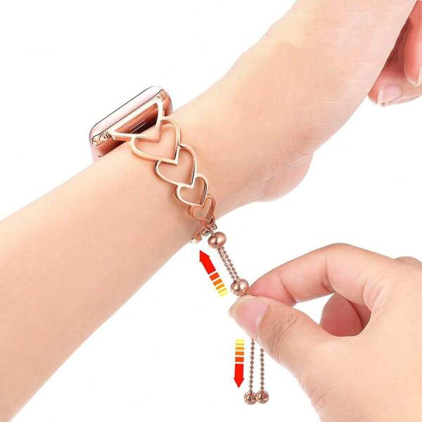 1 pieza Correa para Apple Watch de mujer con cadena metálica con forma de corazón, diseño hueco de amor compatible con modelos de 38/40/41/42/44/45/46/49 mm, correa de Apple Watch informal para parejas compatible con Ultra/SE/10/9/8/7/6/5/4/3/2/1