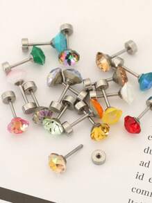 A Fashionable Multicolor Shiny Diamond Body Piercing Accessory Made Of Stainless Steel Ear Cartilage Stud, Suitable For Both Men And Women. Exquisite And Versatile For Everyday Wear, Can Be Given As A Gift To Friends.