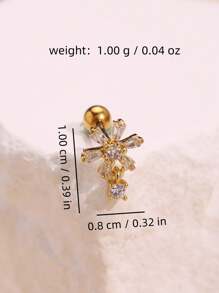 1pc Fashionable Exquisite Luxurious Personalized Minimalist Design Cubic Zirconia Inlaid Snowflake Gold Ear Cuff Earrings, Elegant Jewelry For Women Everyday Wear, Party And Holiday Attire