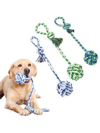1pc Pet Knotted Tug Toy, Durable, Chewable, Bite-Resistant, Gnaw & Dental Cleaning Rope Toy For Dogs, Suitable For Tug-Of-War, Interactive Games, Exercise & Entertainment