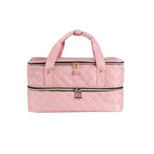 Pink Nail Polish Organizer Bag Double Layer Nail Storage Bag 40 Bottles Multifunction Cosmetic Bag