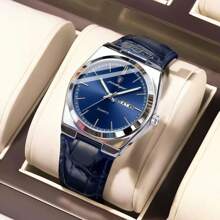 1pc Men's Watches Real POEDAGAR Brand 50M Waterproof Precision Japan Imported Quartz Movement Clock Birthday Gifts For Men Rust-Proof Silver 316 Stainless Steel Strap English Calendar Function Luminous Hands Business Father's Day Memorial Gift For Husband Back To School Essentials