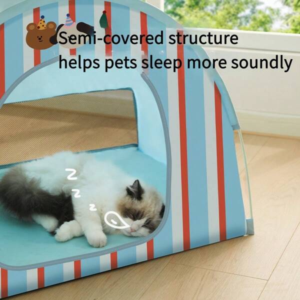 1pc Foldable Arched Pet Tent/Bed Suitable For Medium-Small Cats & Dogs, Home Use