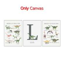 3pcs/Set, Custom Name Dino Wall Art, Personalized Dinosaur Wall Art Set, Custom Animal Poster Printing, Dino Theme Room Decoration - Set Of 3 Tyrannosaurus Posters - Personalized Birth Gift - Dino Initial Wall Art, Back To School Decor, School Supplies,Home Harmony