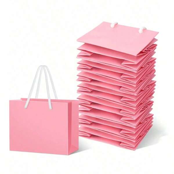 5pcs/10pcs/20pcs Mini Pink Gift Bags With Handles - Craftsmen, Party Planners, Gift Givers, Great For Weddings, Birthdays, Parties, Crafts, Gift Giving, And Jewelry Storage - Pink Kraft (4X5X2 Inches) Small To Medium Party Favor Bags