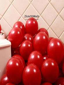 20pcs 25cm Pomegranate Red Balloons Suitable For Festivals, Birthdays, Parties, Weddings, Valentine's Day, Proposal Decorations - Red - View 4
