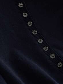 Plain Color Elegant Casual Versatile Cardigan - Navy Blue - View 3