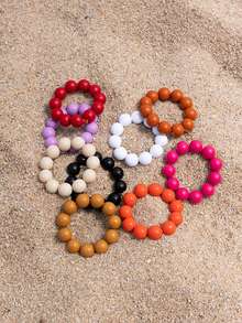 1 chiếc vòng tay co giãn kiểu Bohemian đính hạt acrylic, hạt to bản, quà tặng nghỉ lễ biển cho nữ, hoặc đeo hàng ngày. - Vòng tay hạt thủ công - Xem 2