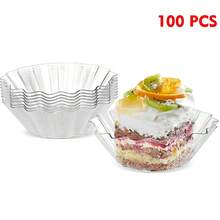 50 Pcs Mini Clear Plastic Appetizer Plates, Party Supplies Dessert Plates Ice Cream Dessert Bowls Tasting Bowls Dishes Serving Plates Dip Sauce Snacks Plates Mall Serving Cup - Flower Type - View 10