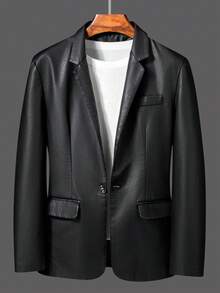 Men's PU Jacket, Lightweight Business Casual Jacket For Spring & Autumn - Black - View 1