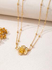 1 件女士腰链，金色金属五叶花形串珠链，性感腰链，优雅魅力，适合海滩、比基尼配饰（珠子随机） - 金黃色 - 查看 6