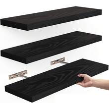 3 Pack Floating Shelves Wall Mounted Rustic Wood Shelves For Living Room Bedroom Kitchen - Multicolor - View 5