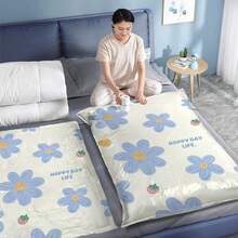 4 件花卉图案真空收纳袋套装，大容量节省空间压缩密封袋，适用于棉被、枕头、毛毯、床上用品、衣服、被子、床单，密封防潮、防尘，塑料材质，拉链密封，存储空间增加 80%