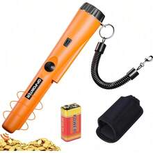 Handheld Metal Detector With Pinpoint Probe - High Sensitivity 360° Detection For Coins/Jewelry/Gold, Waterproof Design With LED Light & Vibration Alert, Portable For Outdoor Treasure Hunting & Home Use -Orange - Orange - View 1