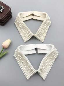 1pc Black & White Faux Pearl Collar Necklace, Versatile For Dress For Christmas Decor - Pearl Fake Collar - View 10