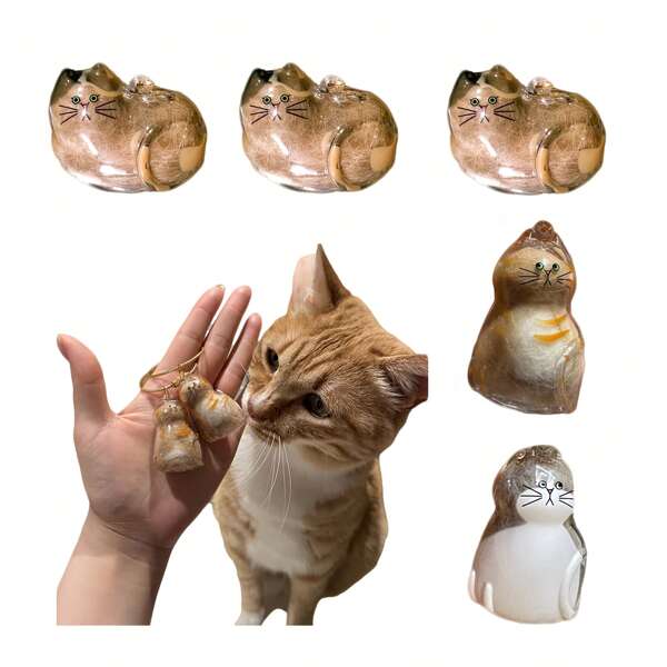 1 Stück/6 Stücke Katzen Haar Aufbewahrungskapsel - transparente Gacha Ball Schlüsselanhänger Anhänger zum Aufbewahren des geliebten Katzenfells - Geschenk zur Erinnerung an verstorbene Katzen für Katzenliebhaber