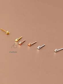 ITSMOS Tiny Heart Earrings S925 Sterling Silver Lover Stud Dainty Simple Earrings Minimalist Cartilage Earrings Gift For Women - Gold - View 1