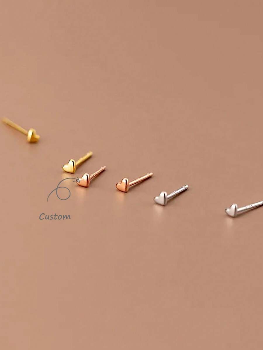 ITSMOS Tiny Heart Earrings S925 Sterling Silver Lover Stud Dainty Simple Earrings Minimalist Cartilage Earrings Gift For Women - Gold - View 1