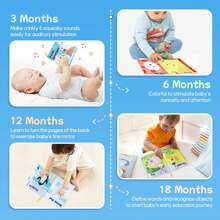1 Packung Baby Stoffbücher - Weiche Sensorikbücher mit Tieren, Früchten für Babys 0-6 Monate - Lernbücher mit Knistereffekt