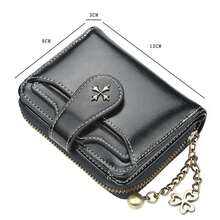 Small Women Wallet RFID Blocking Bifold Zipper Pocket Wallet Ladies Mini Purse - 紅色 - 查看 6